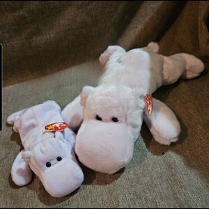 TY Hippo Beanie Babie & Buddie Set.